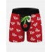 Mens Funny Print Mid Waist Christmas Style Boxer Briefs Cozy Underwear