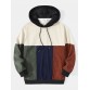 Mens Color Block Ribbed Double Pocket Long Sleeve Hoodies