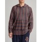 Mens Ethnic Striped Printed Half Buttons Hooded Sweatshirts