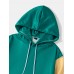 Mens Patchwork Kangaroo Pocket Preppy Overhead Drawstring Hoodies