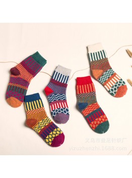 Christmas Casual Sheath Tribal Women Socks Five Pairs For A Set Sock