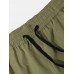 Mens Letter Side Stripe Pockets Print Casual Drawstring Cargo Shorts